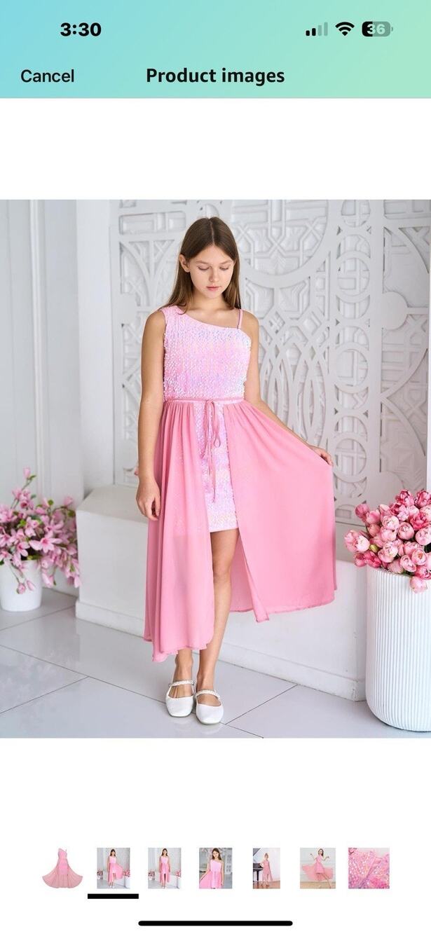 Girls Floral Lace Rhinestone Maxi Romper Dress Maxi Gown Birthday Party Dress